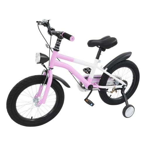 Kanbihao Bicicleta infantil de 16 pulgadas para niños a partir de 5 años, bicicleta para niños y niñas, con ruedas estabilizadoras y luz (rosa)