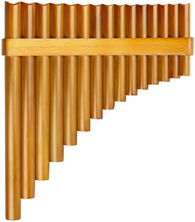 15 Pipes Brown Pan Flute G Key Chinese Traditional Musical Instrument Pan Pipes Woodwind Instrument (Left-Hand)