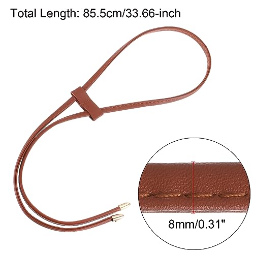 uxcell PU Leather Drawstring, 85.5cm/33.7" Detachable Pull String Purse Strap Bunches Pocket Accessories for Bucket Bag Shoulder Bag (Brown/Black)2