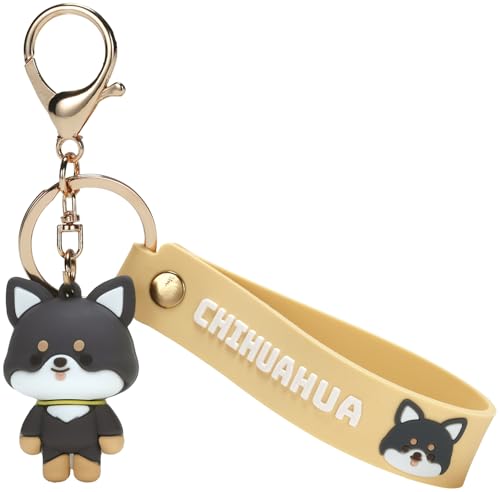 スケーター(Skater) ラバー マスコット付 キーホルダー ぱぷぱぷぱぴー CHIHUAHUA チワワ 犬 ZRMKH1-Aのサムネイル