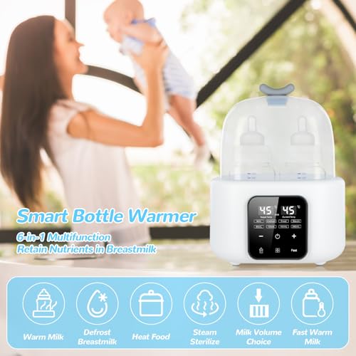 Focenat 6 en 1 Calienta Biberones, Esterilizador Biberones, Calentador Rápido de Alimentos para Bebés, Calentamiento Uniforme del Líquido, Control de Temperatura para la Leche Materna (Blanco) - imagen 3