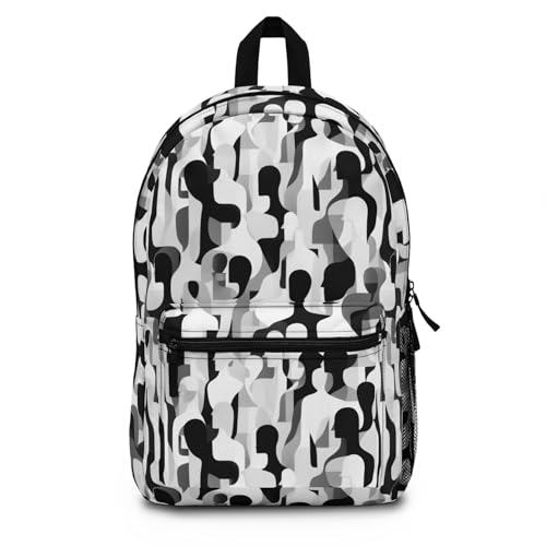 Backpack Monochrome Silhouette Pattern: Abstract Black and White Design