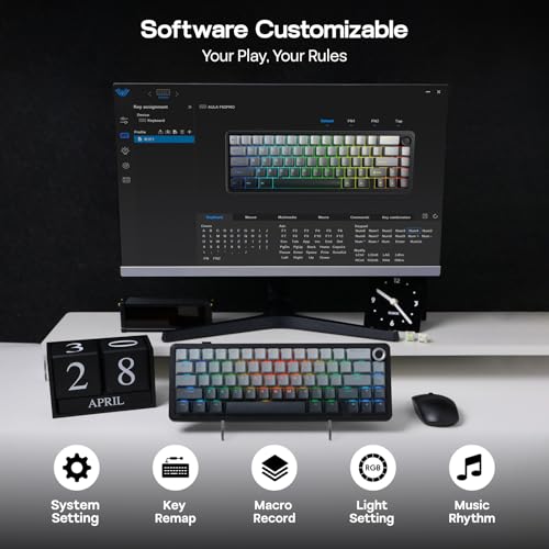 Image of EPOMAKER X Aula F65 PRO Wireless Mechanical Gaming Keyboard, Hot-Swap, 5-Layer Padding, Creamy Gasket, Knob and Shine-Through PBT Keycap, RGB, BT /2.4GHz /USB-C (Gradient Grey, Reaper Switch)