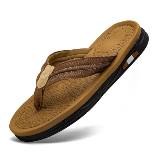 Image of Mens Flip Flops Thong Sandals Lightweight Comfortable Summer Beach Slides Soft Cushion Footbed Open Toe Slippers for Pool Showers Dorms Water Friendly Indoor and Outdoor