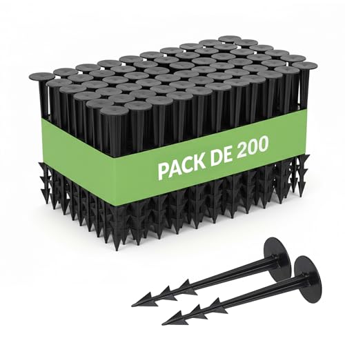 GARDENIX Lot de 200 TerraPEG piquets de fixation pour jardin pour la fixation des tissus anti mauvaises herbes