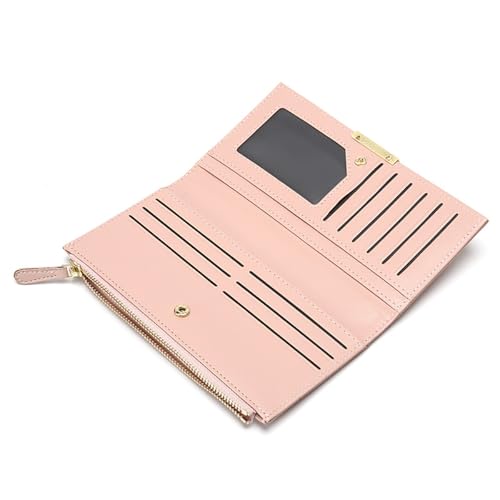 Women's Long Zipper Wallet Pu Material Multi-Card Slots Coin Purse Ultra-Thin Two-Fold Wallet Fashionable Solid Color Clutch Bag4