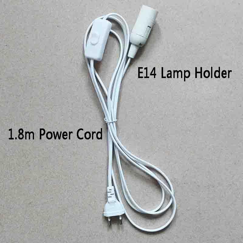 1.8m Power Cord Cable E27/E14 Lamp Base Holder EU/US Hanging LED Light Fixture Lamp Bulb Socket Cord Adapter with Switch - (Color: E14 smooth white; Base Type: US plug)