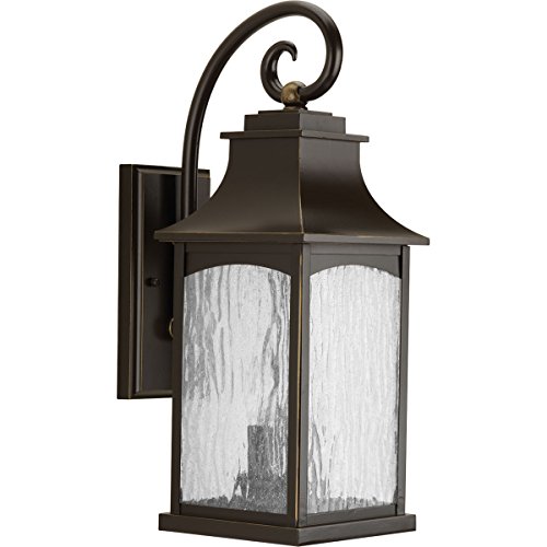 Maison Collection 2-Light Water Seeded Glass Farmhouse Outdoor Medium Wall Lantern Light Oil Rubbed Bronze