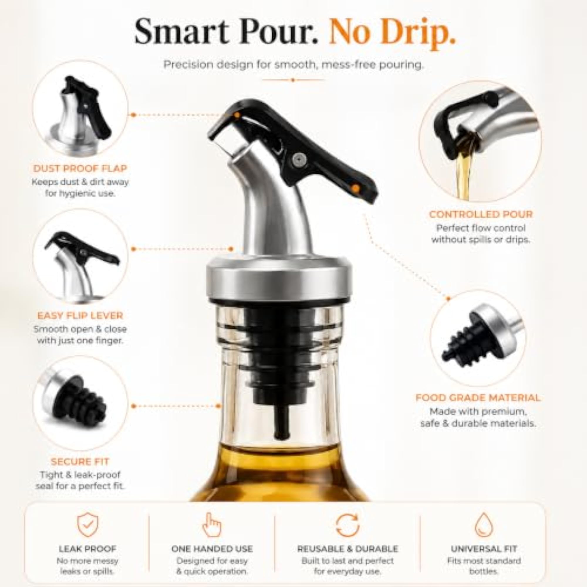 500ml Glass Oil Dispenser Bottle with Silicone Funnel, 2-Piece Set