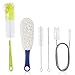 Brosse Bouteille à Bebe, Coton À Long Manche Brosses de Nettoyage 5 Pièces Set, Polyvalentes Inox Brosse de Verre, pour Récurer Carafe, Mugs, Décanteur, Thermos