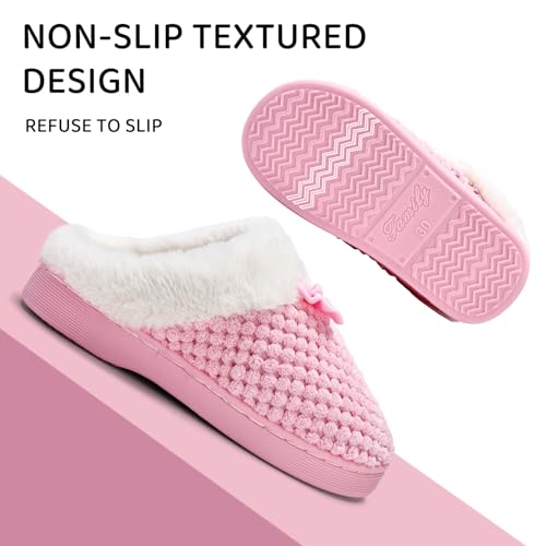 Image of WateLves Girls Slippers Memory Foam Toddler Kids Comfort Wool-Like Plush Fleece Lined House Shoes for Indoor & Outdoor