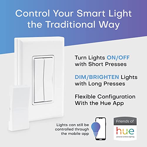 Runlesswire Click For Philips Hue Wireless Dimmer Light Switch, Smart Switch With Battery-Free Installation (Switch, White) #TOP1