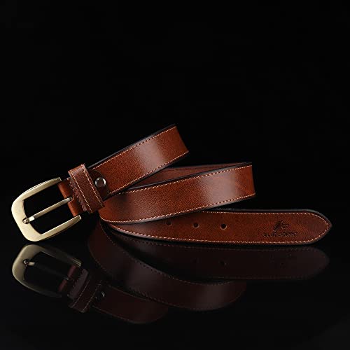 Image of Genuine Leather Belt for Formal, Casual & Jeans Wear, belt for Mens /Boys. Color - Tan /Blue||CSBL-06||