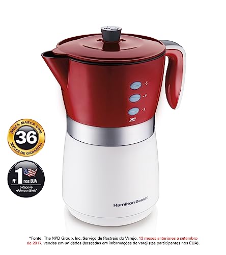 Cafeteira Elétrica Hamilton Beach,14 Xícaras, Branca/Vermelha, 220v