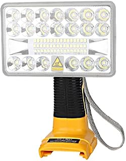 2000LM LED Work Light for Dewalt 14.4-20V Lithium-ion Battery, YEX-BUR 18W Cordless Outdoor Spotlight Flashlight, Handheld Jobsite Light with 5V 2.1A USB Port, Portable Wrist Strap