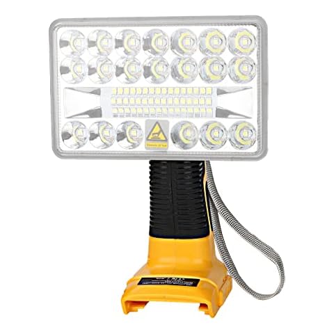 2000LM LED Work Light for Dewalt 14.4-20V Lithium-ion Battery, YEX-BUR 18W Cordless Outdoor Spotlight Flashlight, Handheld Jobsite Light with 5V 2.1A USB Port, Portable Wrist Strap Cover