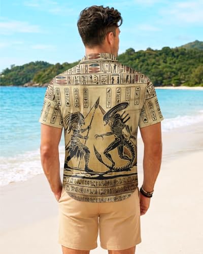 Image of 99TIMORO Fathers Film Button Down Shirt for Men, Funny Hawaiian Short Sleeve Top, Summer Beach Gifts