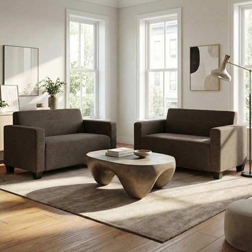 Mendler Sofa Set bank 2X 2er Sofa Lyon stof / textiel - bruin