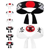 TOGEVAL Diadema Ninja Japonesa Tradicional 8 Piezas para Cosplay y Deporte Pañuelo Deportivo de Karate y Accesorio para Disfraz de Samurái Cinta para Cabeza de Kung-Fu y Chef Sushi