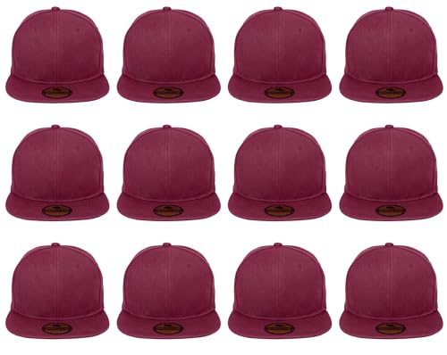 Image of Gelante Plain Blank Flat Brim Adjustable Snapback Baseball Caps Wholesale LOT 12 Pack