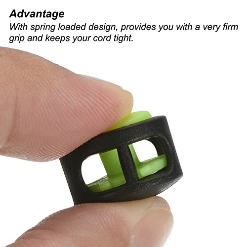 PATIKIL Cord Locks, 30 Pack Round Spring Toggle Stopper for Drawstring Bag Shoelaces Black Bright Green, 17x16mm - Image 4