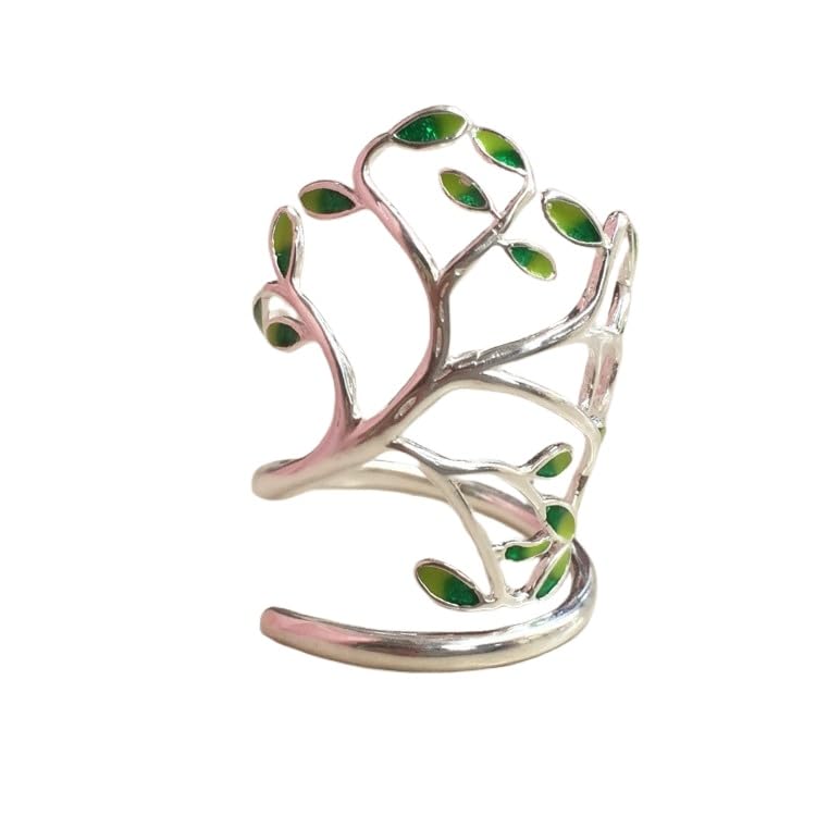 DyLyz Anillo de plata de ley 925 para mujer elegante anillo de filigrana de hojas abierto ajustable delicado anillo de banda anillo de dedo antiguo llamativo anillo de pulgar grueso de plata