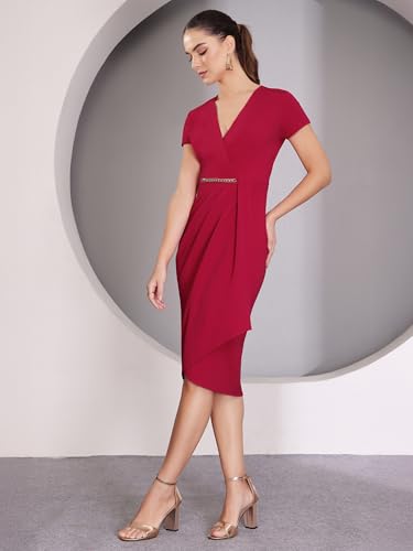 Image of Life With Pockets Women's Collared Sleeveless's Bodycon Knee-Long Dress