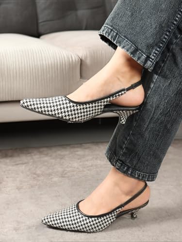 Image of Carlton London Women Comfortable Kitten Heel Pointed Toe Slingback Fashion Shoes for Daily use, Office use, Casual use