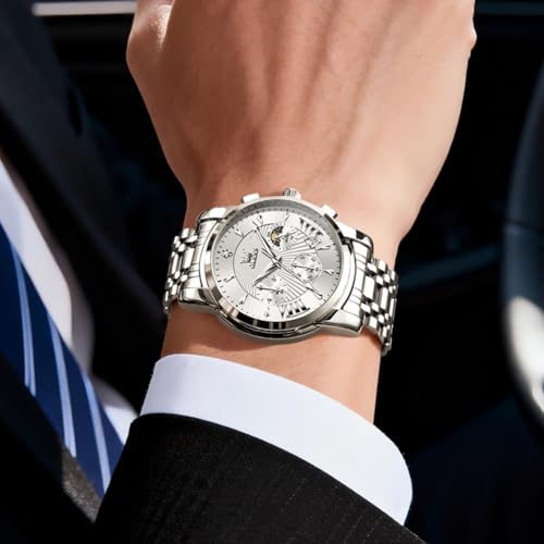 Image of OLEVS Watch for Men Original Chronograph Analog Quartz Waterproof Watch Luxury Premium Businesse Diamond Mens Dress Watches