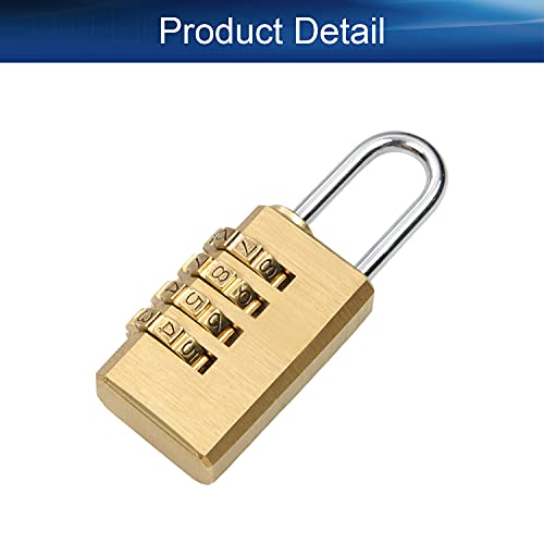 Image of 4 Digit Brass Combination Padlock Lock for Toolbox, Luggage, Backpack, Gym, Outdoor 0.35 inch x 0.98 inch 1Pcs