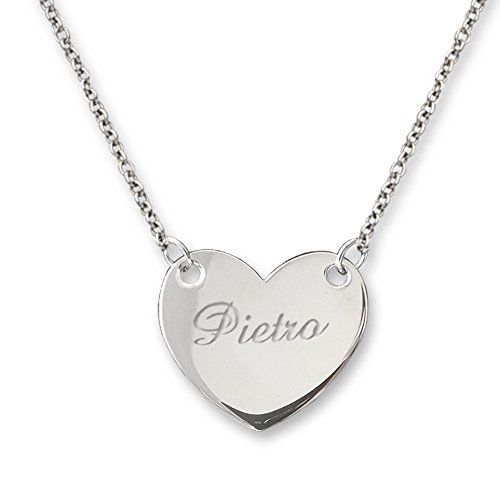 FloresGioielliShop - Collar de plata 925/1000, con colgante en forma de corazón con nombre grabado, personalizable (máx. 10 caracteres) Cover