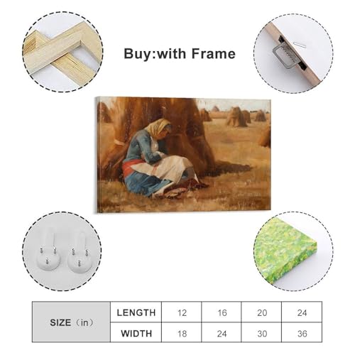 Peinture Toile Repos Auprès D'une Meule De Foin Ralli Effet Huile Premium - 3