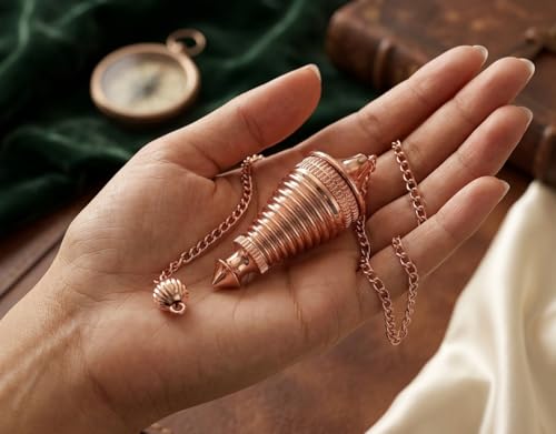 Image of Shree Yantra Openable Copper Pendulum for Reiki Healing, Dowsing & Chakra Balancing - Designer Divination & Meditation Tool for Energy Cleansing