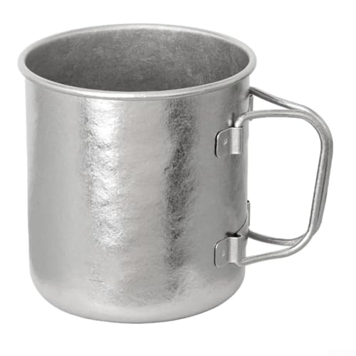 Foldable Camping Mug, 450ML 70g TC4 Alloy Travel Cup for Boiling Water, Compact for Hiking Picnic Outdoor, Green（Grey）