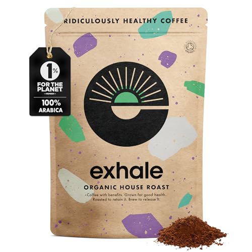 EXHALE Café Molido Fino Orgánico 450g - Origen Único y 100% Granos Arábica. Para Cafetera, Filtro o AeroPress - Tostado Medio