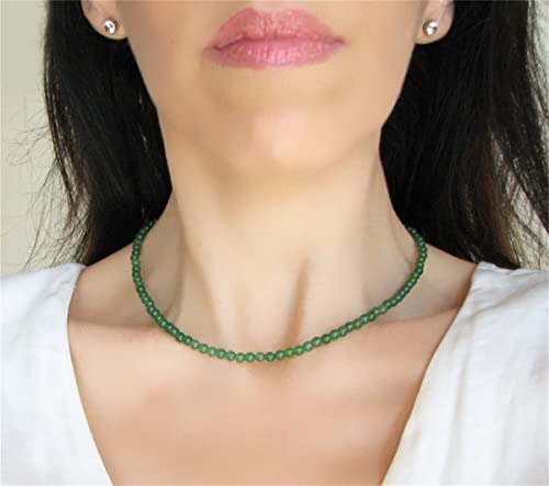 Qordelia Natural Green Aventurine Necklace Crystal Choker Aventurine Jewelry Handmade Beaded Necklace, Adjustable #TOP4