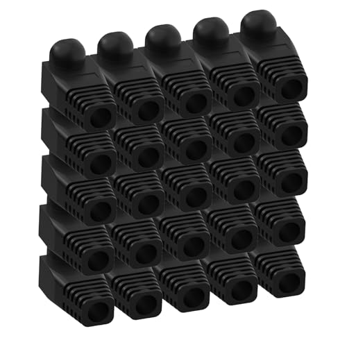 VCELINK 100-Pack RJ45 Strain Relief Boots, Black RJ45 Connector Covers for 6mm Cat6 Ethernet Cable, Snagless Network Plug End Protector