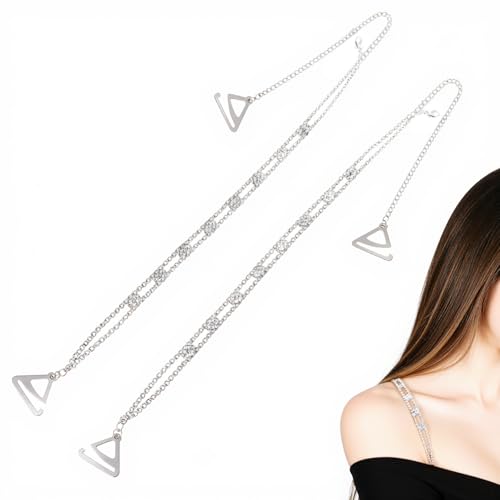 MBAIYO Strass BH Träger, Verstellbare Damen BH Unterwäsche Träger Glitzer Rhinestone Bra Strap Kristall-Schulterriemen Kette mit Dünnen Trägern...