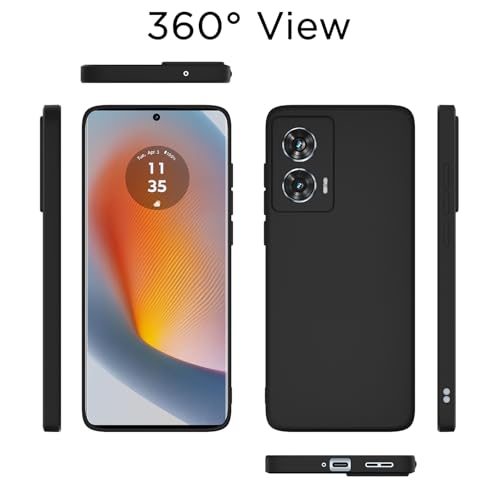 Image of Outlouders Back Cover for Motorola Moto Edge 50 Fusion 5G / Moto G96 5G | Camera Protection | Durable Soft Matte Silicone Bumper Case (Black)