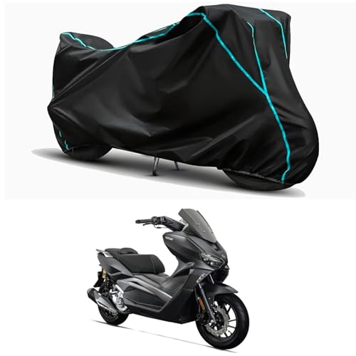 Image of Waterproof Bike Body Cover Compatible for | Keeway Vieste 300 Matte | Taffeta Fabric, Sky Piping Design, Bottom Elastic Fit | Dustproof, Sun UV & Rain Protection for All Weather.