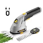 Enventor Cordless Hedge Trimmer and Grass Shear, 7.4V 2000mAh Lithium-ion Rechargeable Battery, 2-in-1 Handheld Electric Grass Trimmer, Small Hedge Cutter with 2 Interchangeable Blades