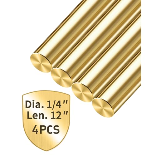 Image of 1 /4 inch Brass Rods 1 /4 x 12 in, 4 Pcs for Knife Making Knife Handles Pins Stock Knife Scale Solid Round Brass Rod Dowel Rivet Gunsmithing Crafts Modeling Hobby