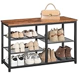 HOOBRO Shoe Bench with Seat, 5-Tier Shoe Rack Bench, Shoe Storage Organizer, 80 cm Shoe Storage Bench for Entryway, Hallway, Space Saving, Rustic Brown and Black EBF36HX01 - Image 8