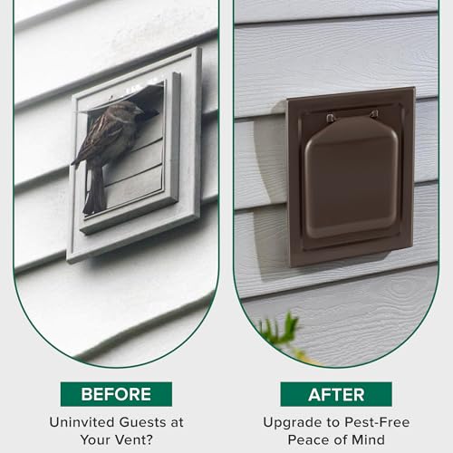 Image of NO-PEST VENT Dual Door Dryer Vent Cover 4 Inch Outdoor, Made in USA, Highest UV-Resistant Plastic, No Lint-Collecting Screen (Brown, 4 inch Metal Vent No Collar)