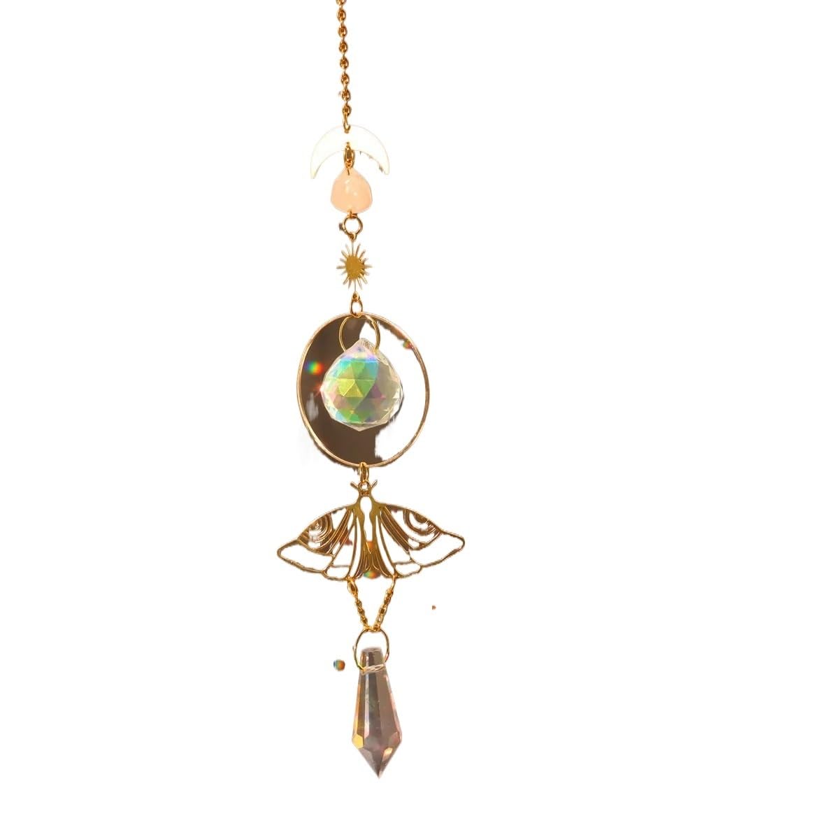 Yupliodsx 2 Crystal Suncatcher Wind Chimes Crystal Decor Translucent Moth Crystal Sun Catcher Crystal Hanging Ornament Ceremonial Window(2)