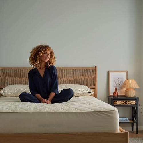 Woolroom Deluxe Hypoallergenic Mattress Protector Twin Size - 100% Natural Thermoregulating British Wool Mattress Pad - Promotes Sleep Hygiene & Mattress Protection - Machine Washable Mattress Cover