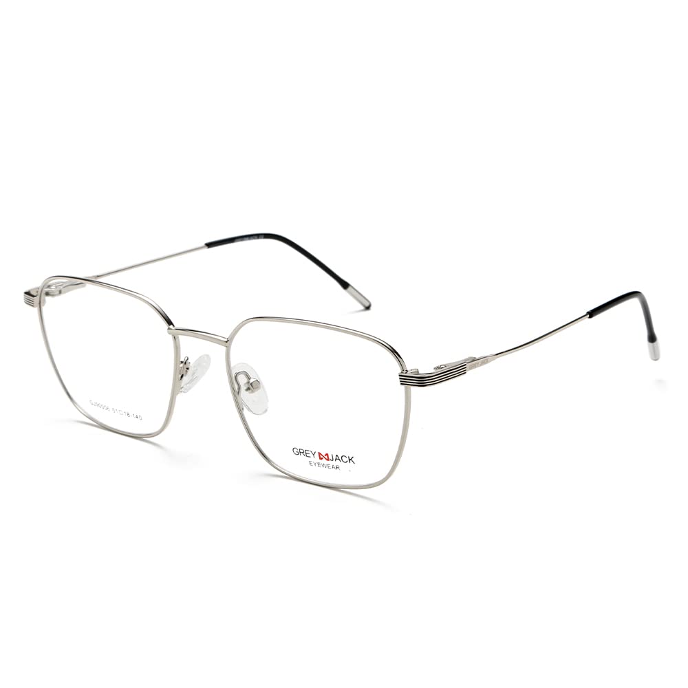 grey jackMetal Rectangle Spectacle Frame,Full Frame with Spring Legs Eyewear for Men Women 90006