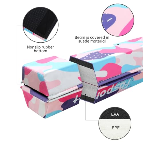 FBSPORT 8ft Balance Beam: Folding Floor Gymnastics Equipment for Kids Adults,Non Slip Rubber Base, Gymnastics Beam for Training, Practice, Physical Therapy and Professional Home Training