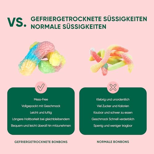 Star Candies Fruchtgummi Würmer | Gefriergetrocknete Amerikanische Süßigkeiten | Gefriergetrocknetes Dessert für Geburtstagsfeiern | Weltraum-& Astronauten-Snack | Freeze Dried Candy (60 g, 3er Pack)