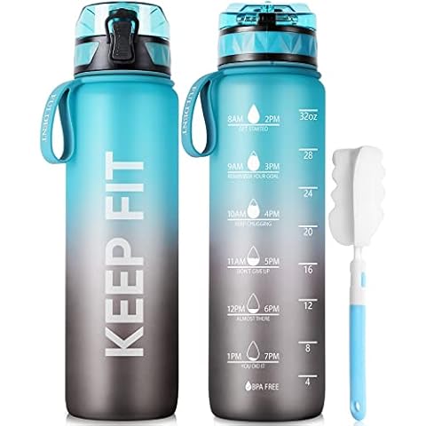 FULDENT Trinkflasche 1L Sport Wasserflasche Trinkflasche mit rutschfest Gummi Grip Cover